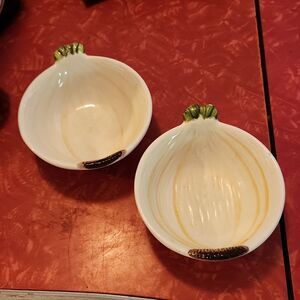 Pier 1 Onion Dish Dip Nuts Snack Set of 2